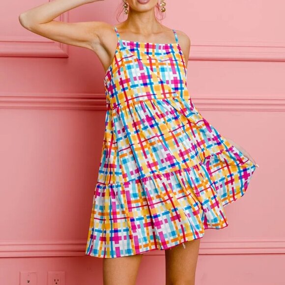 BiBi‎ Multi Colors Plaid Sleeveless Sun Dress - Picture 15 of 16